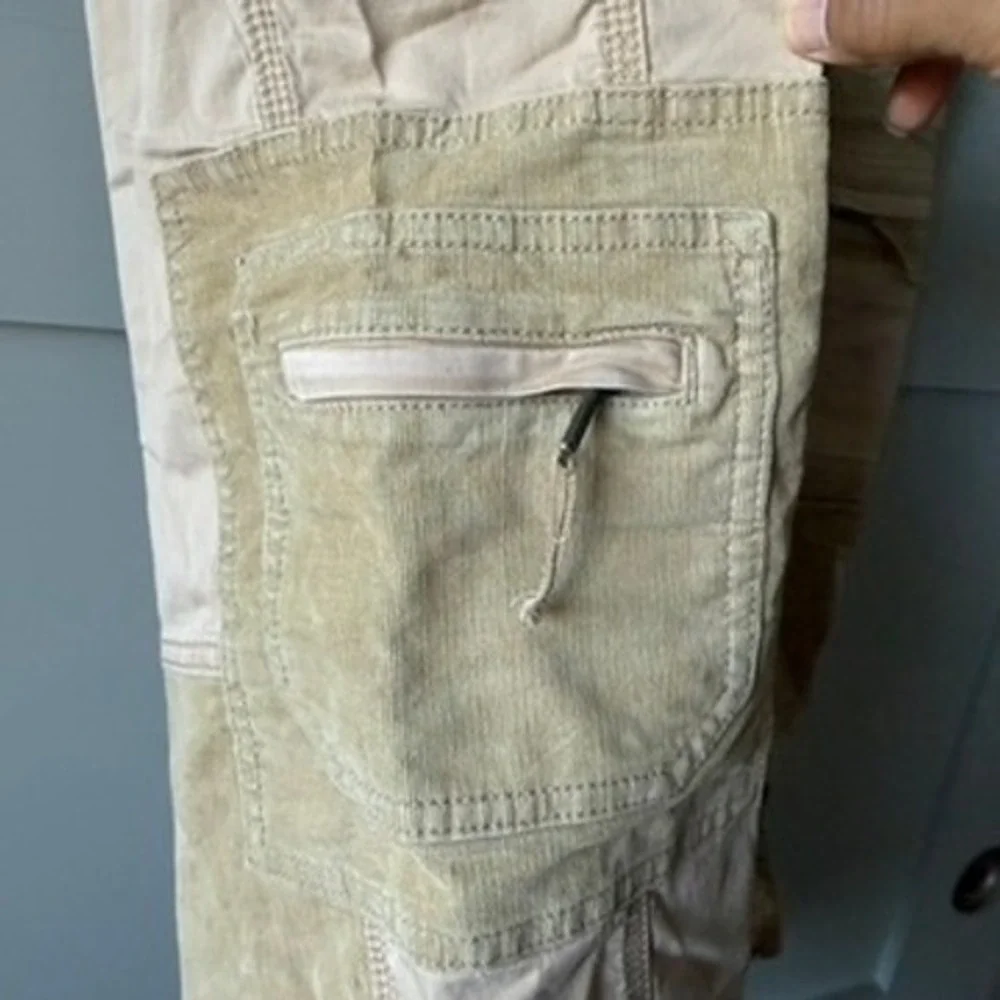 Abercrombie Fitch Cargo Pants Women L Tan Patchwork Corduroy Utility Belted - Picture 6 of 16